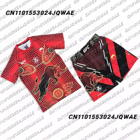 UFC Top Fighters Ilia Topuria Combat Fighting Event Tee Shorts Men Breathable Jersey Wrestling Runni