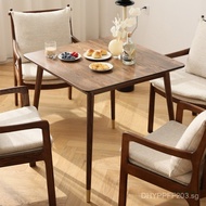 Oak Wood Combination Square Table Square Card Table Dining Table and Chairs Nordic Small Apartment M