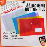 KakiJimat Pack Of 20's SSD A4 Clear File Folder with ID Pocket Durable/Transparent Office & School D