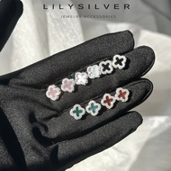 Lily Silver women's Silver earrings, 4-leaf earrings with real Silver stones