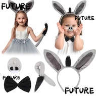 HL-FUTU 4PCS Donkey Costume Set, Tail Nose Animal Donkey Headband,  Funny Bow Tie Donkey Ears Headba
