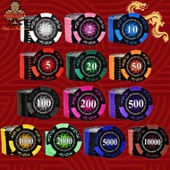 Poker Chips, Premium Fire Dragon Poker Chips, Genuine Steel Core