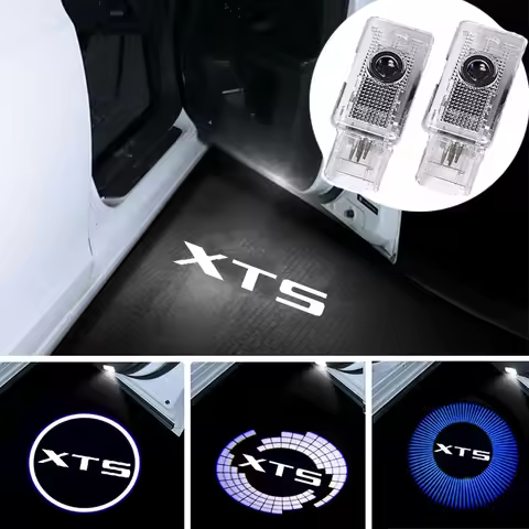 2Pcs LED Car Door Welcome Logo Lights Retrofit Light for Cadillac XTS 2013-2018 Ghost Shadow Courtes