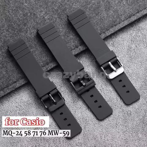 16mm Silicone Watch Straps for Casio MQ-24 58 71 76 MW-59 Waterproof Sport Bracelet for Men Women Wa