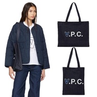 APC letter embroidery denim shoulder bag tote