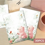 30 sheets of B5 pink bear stationery paper, watercolor removable memo pad, suitable for letters, sti