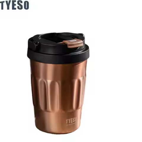 Tyeso Vintage Coffee Mug Portable 304 Stainless Steel Insulated Travel Cup Convenient Handheld Therm