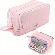 Large-capacity Pencil Case Simple Solid Color Stationery Box Double-layer Multifunctional Pencil Cas