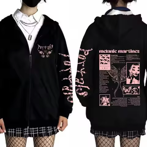 Melanie Martinez Portals Tour Zipper Hoodies Men's Clothing Harajuku Casual Zip Up Sweatshirts Hip H