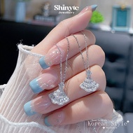 Shinyte Official Store Korean Style Pearl Shell Earrings and Necklace Set with Beautiful, Simple Pen