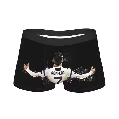 Men's CR7 Football Soccer Long Underwear Novelty Boxer Briefs Shorts Panties Male Mid Waist Underpan