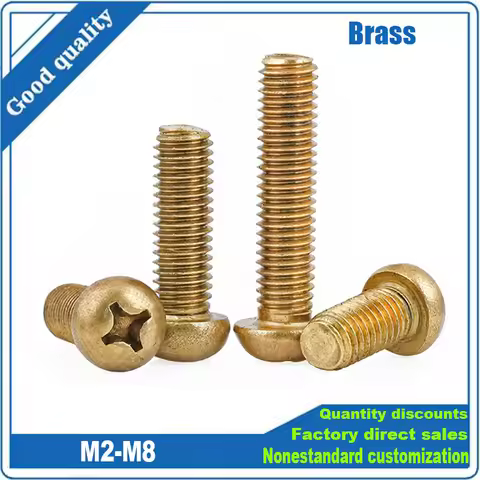 2/50Pcs Assorted Sizes M2 M2.5 M3 M4-M8 GB818 Copper Brass Screws - Cross round Phillips Pan Head Bo