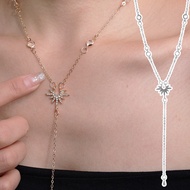 [3-5 Days Arrive]-Sunflower Y-Necklace - Gold/White K - Vacation Design - Casual & Beach - Enhances 