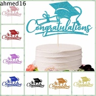 AHMED Bachelor Cap Cake Topper, Decorative Glitter Graduation Cake Topper, Graduation Party Supplies Multi-Style Paper Congrats Grad Cake Topper University