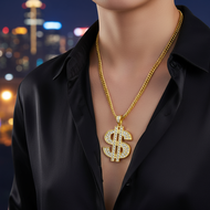 Dazzling Dollar Sign Necklace for Men Women Hip Hop Style