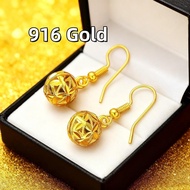 Anting Emas 916 Original Anting Emas Original Malaysia Fashion Earrings Women Wealth Jewellery Suban