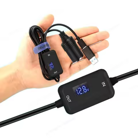 USB-C to Cigarette Lighter Socket USB 5V to 12V Female Converter Cable,5V to 12V Step Up Cable for D