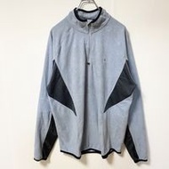 古著 Champion 長袖羊毛夾克，帶有單點標誌刺繡和半拉鍊套頭衫。