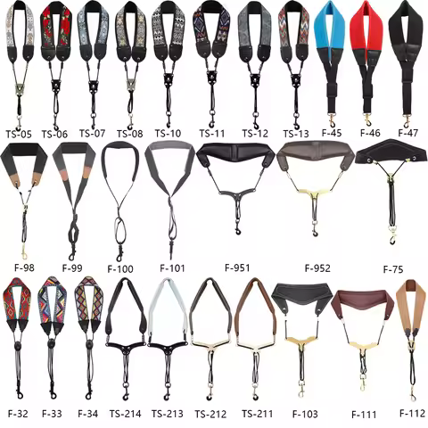Saxophone Neck Strap Soprano Alto Tenor Saxophone Universal Strap Leather Adjustable Closed Hooks St