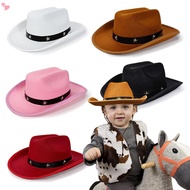 Kids Cowboy Hat Cowgirl Hat for Girl Boys Cowboy Hat with Buckle Belt Wide Brim Fedora Hat Dress Up 