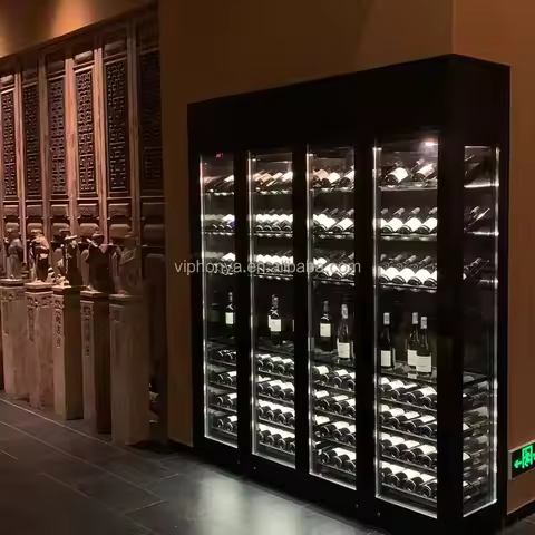 thermostatic stainless steel wine cabinet whiskey bar counter wine cellar rack refrigerator cabinet 