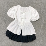 Set Áo Váy Bigsize Nữ Áo Babydoll Kèm Váy Váy Bí Dễ Thương Cho Chubby SET(A191/CV413)