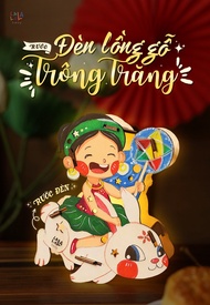 Đèn lồng trung thu gỗ thủ công " Trông Trăng " có đèn led  tự tay tô màu và lắp ghép cực kì thích th