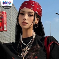American Retro Bandana Headscarf| HipHop Street Dance Headband for Women, Thin Cotton Paisley Durag