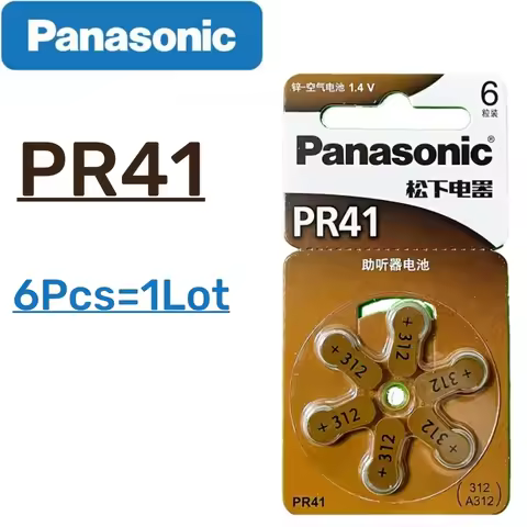 6-60Pcs Original Panasonic A312 312 P312 PR41 1.4V Amplifier Battery for Advanced Hearing Aid Batter