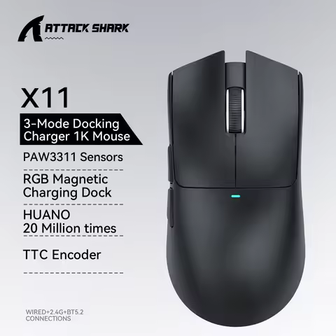 ATTACK SHARK X11 Gaming Mouse and X11 SE Wireless Mouse 22000 DPI,PAW3311 Sensor,BT/2.4G/Wired,59g L