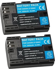 2 Packs 7.2V 2250mah LP-E6NH Battery for Canon EOS R5 R6 R EOS 5DMark II、EOS 60D、EOS 6D、EOS 7D、EOS 5D Mark III、EOS 70D、 EOS 7D Mark II EOS 80D