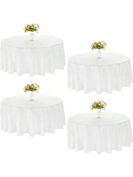 4入組圓桌桌布套裝，90英寸圓桌桌布，藍色圓桌布，可水洗桌布，適用於婚禮桌、自助派對及宴會裝飾