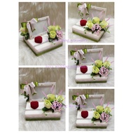 gubahan frame mas kahwin + bekas cincin (greenpinkcream)