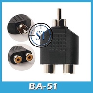 BA-51 RCA Splitter Branch YP 1 Male To 2 Female Converter Adapter Audio Video 2RCA Multi Plug