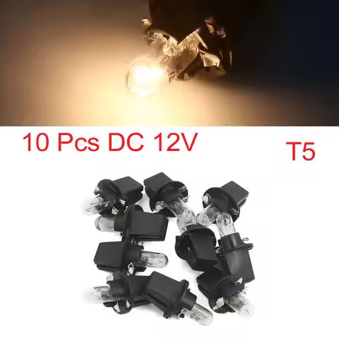 Uxcell 10pcs DC 12V 1.2W T5 Incandescent Dashboard Yellow Light Lamb Yellow for Car Interior Replace