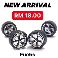 1:64 Rubber Tire -  Tayar Getah Fuchs rim fit 1/64 Hot Wheels custom JDM Long Axle - 1 set