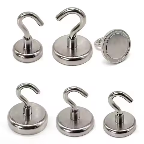 1-7PCS Strong Neodymium Magnetic Hook Sucker Metal 12kg 5Pounds Diameter 20mm Magnets Quick Hook She