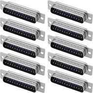 eMagTech 10PCS 25 Pin D-sub Connector Male Plug DB25 Double Row D-Type Solder Wire Terminal Breakout