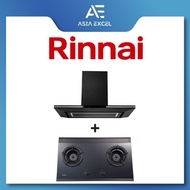 RINNAI RH-C1059-PBR 90CM CHIMNEY HOOD + Rinnai RB-2GI Built-in 2 Burner Inner Flame Hob