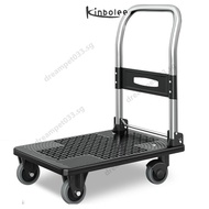 Kinbolee Foldable Trolley Bearing 120KG Thickened Trolley Flatbed Black Platform Cart