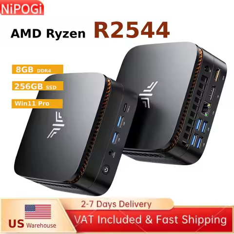 NIPOGI Mini PC Ryzen R2544(Beat 4300U 3.7GHz) 16GB DDR4 512GB SSD Triple 4K Output Windows11 Pro Hom