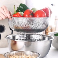 Stainless Steel Colander Strainer Colander Stainless Steel Wash Vege Round Basket with hanging ring