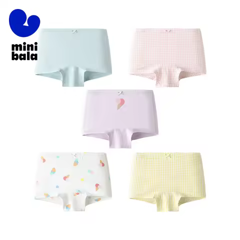 Mini Bala Girls Baby Underwear 5-Pack Soft Comfortable Breathable Summer Boxer Shorts
