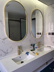 Nordic oval bathroom mirror wall long oval bathroom mirror semi-circular creative toilet mirror bath