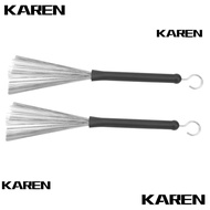KAREN1 ​2Pcs Drum Brush​, Retractable Rubber Handles ​Retractable Wire Brushes​, Comfortable ​Stainl