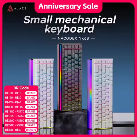 New Ajazz Nacodex Nk68 Mechanical Keyboard Terrain keycap Rgb Light Bar 68-Key Wired Gaming Office W