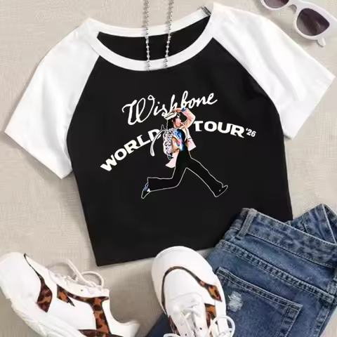 Conan Gray Wishbone World Tour 2026 Crop Tops T-Shirt Girls Fashion Women O-Neck Short Sleeve