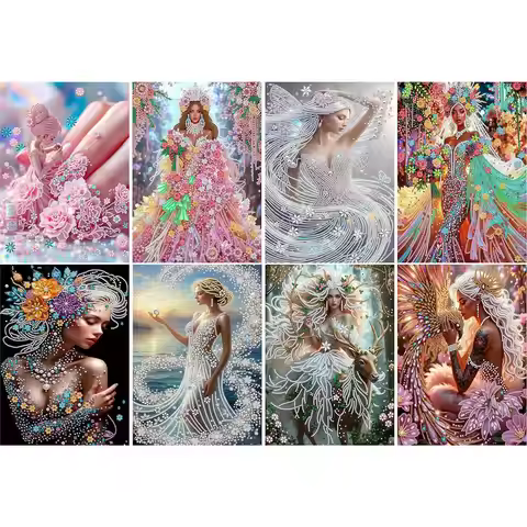 Girl Diamond Art Kits for Home Office Wall Decor DIY Gem Art Diamond Painting Kits Crystal Rhineston