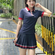 [Pickleball] KAMA women's pickleball set, Coslef soft t-shirt mix set mixed with pleated skirt for p