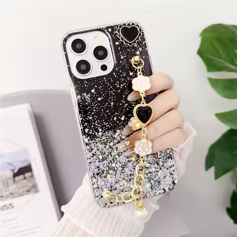 Glitter Diamond Flower Bracelet Phone Case For Huawei P30 P40 P50 P20 Pro Lite Mate 20 Pro Nova 8 9 